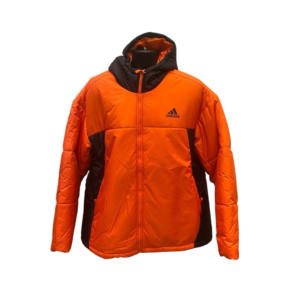 Adidas 3-Stripes BSC 3S Puffy Hooded Jacket Orange / Black. Men’s Size XXL NEW